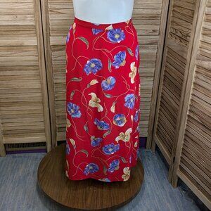 First Issue VINTAGE Liz Claiborne Floral Red Maxi Skirt Size 20W